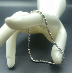 925 Italy Sterling Silver 7" Dot Dash Bracelet Lobster Claw Clasp Stackable 3.2g